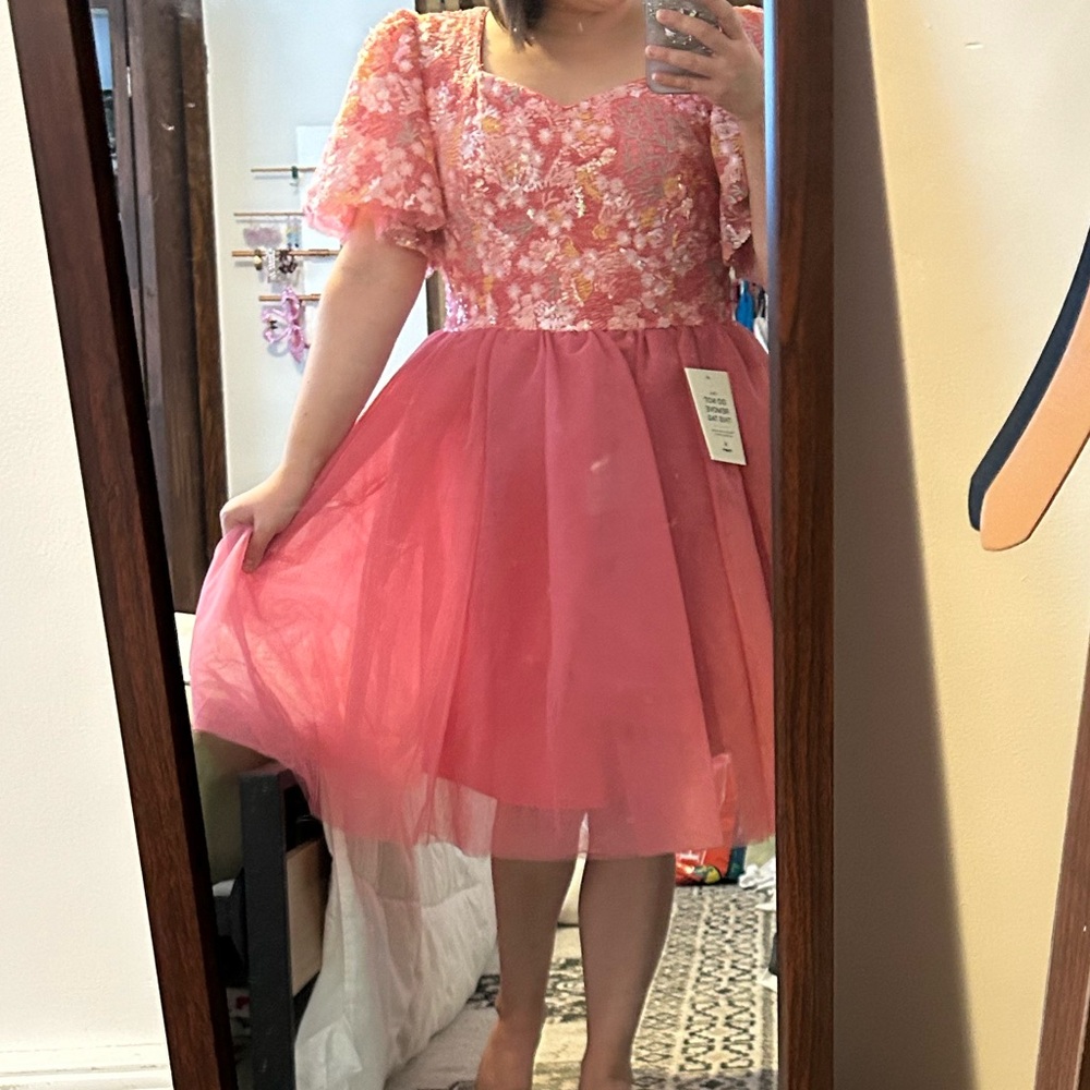 JessaKae Sequin Floral Dress in Pink